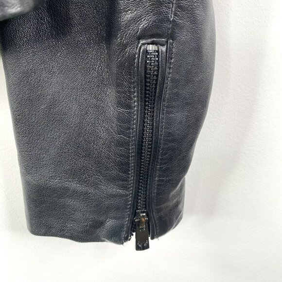 Bod & Christensen Leather Jacket Womens Medium Black Moto Biker Style Quilted - Picture 2 of 7